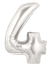 Shopperskart Helium Foil Balloon Number 4 Shape - Silver