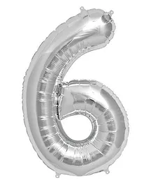 Shopperskart Helium Foil Balloon Number 6 Shape - Silver