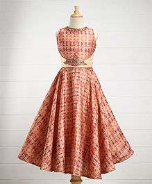 Maalka All Over Printed Ethnic Dress - Peach Maalka All Over Printed Ethnic Dress - Peach