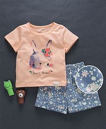 Here Pretty Rabbit Top & Short Set - Light Orange Here Pretty Rabbit Top & Short Set - Light Orange