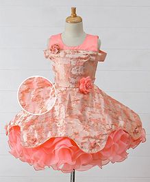 Bluebell Sleeveless Party Wear Dress Floral Motif - Peach Bluebell Sleeveless Party Wear Dress Floral Motif - Peach