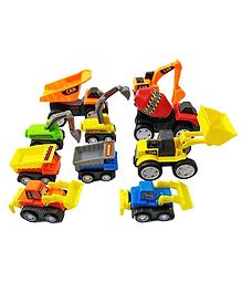 Emob Construction Pull Back Mini Truck Toys Pack of 10 - Multicolour