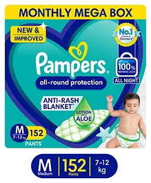 Pampers All round Protection Pants, Medium size baby diapers (M) 152 Count, Lotion with Aloe Vera