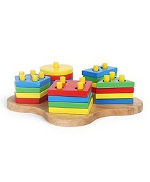 Little Genius Wooden Button Hole Shape Sorter - Multi Colour