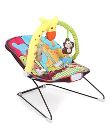 Lightweight Baby Musical Bouncer Animal Design - Red & Multicolour