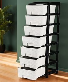 Rasvesh High Density Plastic Movable Storage Drawer Cabinet with Multipurpose and Versatile Organizer for Kids & Adults 7 LAYER, BLACK & WHITE Rasvesh High Density Plastic Movable Storage Drawer Cabinet with Multipurpose and Versatile Organizer for Kids & Adults 7 LAYER, BLACK & WHITE