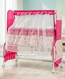 BAYBEE Baby Swing Cradle for Newborn Babies with Mosquito Net, Infant Jhula, Palna for Kids, Portable Cradle for Baby Bed with 360°Locking Wheels Cradle for 0 to 12 Months Boys & Girls (Pink) BAYBEE Baby Swing Cradle for Newborn Babies with Mosquito Net, Infant Jhula, Palna for Kids, Portable Cradle for Baby Bed with 360°Locking Wheels Cradle for 0 to 12 Months Boys & Girls (Pink)