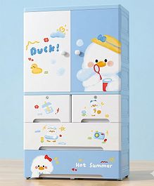 Purple Tots Kids Plastic Wardrobe 6-Layer Storage Cabinet with Shelves, 2 Drawers & Hanging Rod, Space-Saving Organizer - Snow Bear Design (White) Purple Tots Kids Plastic Wardrobe 6-Layer Storage Cabinet with Shelves, 2 Drawers & Hanging Rod, Space-Saving Organizer - Snow Bear Design (White)