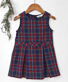 Beebay Sleeveless Checked Frock - Red & Navy Blue Beebay Sleeveless Checked Frock - Red & Navy Blue
