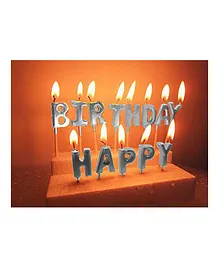 Party Anthem Happy Birthday Alphabets Glitter Candle Pack of 13 - Silver
