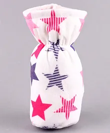 Babyhug Velour Feeding Bottle Cover Stars Print Large - Pink