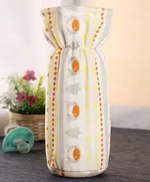 Babyhug Velour Feeding Bottle Cover Bear Print Large - Off White