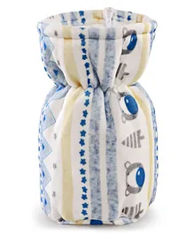 Babyhug Velour Feeding Bottle Cover Bear Print Medium - Blue White