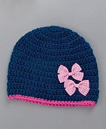 Buttercup From Knitting Nani Woolen Cap Bow Appliques - Blue Buttercup From Knitting Nani Woolen Cap Bow Appliques - Blue