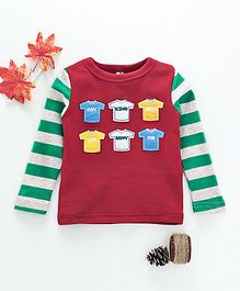 Baobaoshu T-Shirt Applique Full Sleeves Tee - Red Baobaoshu T-Shirt Applique Full Sleeves Tee - Red