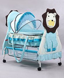 Babyhug Lion Print 2 in 1 Cradle cum bassinet with Mosquito Net and Swing Lock function - Blue Babyhug Lion Print 2 in 1 Cradle cum bassinet with Mosquito Net and Swing Lock function - Blue