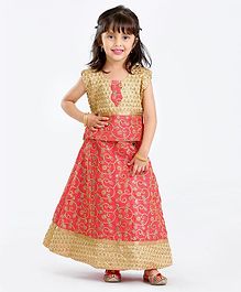 Bhartiya Paridhan Sleeveless Choli And Lehenga Sequin Detailing - Golden Red Bhartiya Paridhan Sleeveless Choli And Lehenga Sequin Detailing - Golden Red