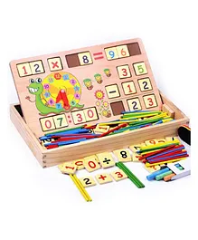 Yamama Wooden Multi Functional Learning Box - Beige & Multi Colour