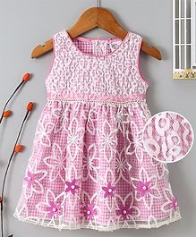 Little Marie Flower Print Sleeveless Net Dress - Pink Little Marie Flower Print Sleeveless Net Dress - Pink