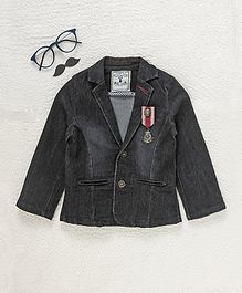 ZY & UP Denim Full Sleeves Blazer - Black ZY & UP Denim Full Sleeves Blazer - Black
