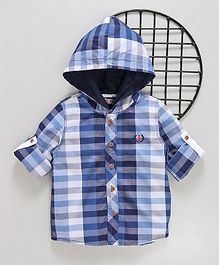 ZY & UP Hooded Striped Full Sleeves Shirt - Blue ZY & UP Hooded Striped Full Sleeves Shirt - Blue
