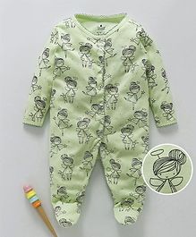First Smile Full Sleeves Romper Girl Print - Light Green First Smile Full Sleeves Romper Girl Print - Light Green