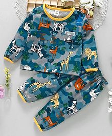 ToffyHouse Full Sleeves Night Suit Animal Print - Multicolor ToffyHouse Full Sleeves Night Suit Animal Print - Multicolor
