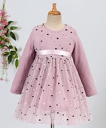 Fen Cai Thread Work Full Sleeves Net Dress - Purple Fen Cai Thread Work Full Sleeves Net Dress - Purple