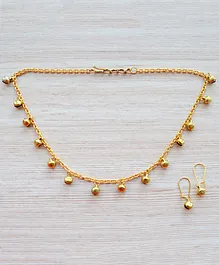 Pretty Ponytails Ghungroo Design Necklace & Earrings Set - Gold