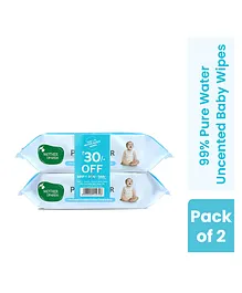 Mother Sparsh Baby 99 % Pure Water (Unscented) Baby Wipes. Pack of 2 - 72 Pieces Super Saver Pack