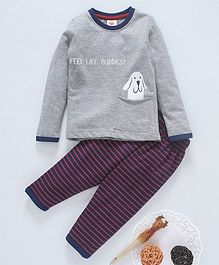Scampy Dog Printed Full Sleeves Night Suit - Grey Scampy Dog Printed Full Sleeves Night Suit - Grey