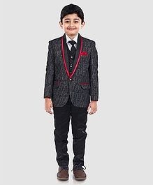 Dew's Burry 4 Pcs Party Wear Suit With Tie - Black Dew's Burry 4 Pcs Party Wear Suit With Tie - Black
