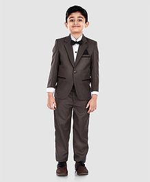 Dew's Burry 3 Pcs Party Wear Suit With Bow - Dark Brown Dew's Burry 3 Pcs Party Wear Suit With Bow - Dark Brown