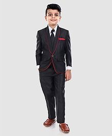Dew's Burry 3 Pcs Party Wear Suit With Tie - Black Dew's Burry 3 Pcs Party Wear Suit With Tie - Black