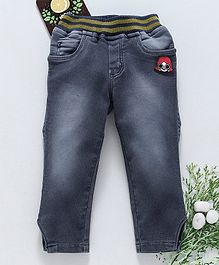 Chicklets Full Length Girl Applique Elasticated Bottoms - Grey Chicklets Full Length Girl Applique Elasticated Bottoms - Grey