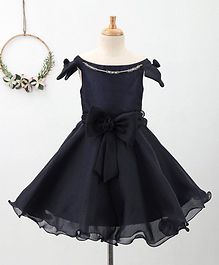 Bluebell Sleeveless Party Dress with Bow Applique - Navy Blue Bluebell Sleeveless Party Dress with Bow Applique - Navy Blue