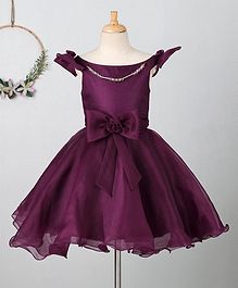 Bluebell Sleeveless Party Dress With Bow Applique - Wine Bluebell Sleeveless Party Dress With Bow Applique - Wine