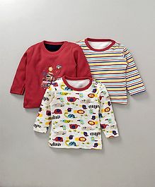 Kidi Wav Multi Prints Full Sleeves Tee Pack Of 3 - Red Kidi Wav Multi Prints Full Sleeves Tee Pack Of 3 - Red