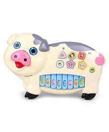 Piggy Shaped Musical Piano Toy - Cream
