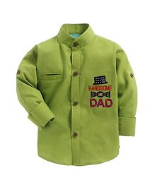 LIL PITAARA Handsome Dad Embroidered Full Sleeves Shirt - Green LIL PITAARA Handsome Dad Embroidered Full Sleeves Shirt - Green