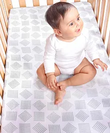 Kaarpas Premium Organic Cotton Muslin Fitted Cot Crib Sheet with Charming Patterns of Lines - Sage Green