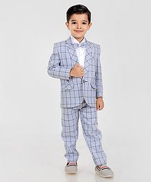 Dew's Burry Full Sleeves Checkered 3 Piece Suit With A Bow - Grey Dew's Burry Full Sleeves Checkered 3 Piece Suit With A Bow - Grey