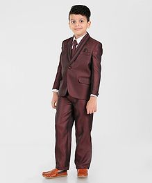 Dew's Burry Solid 3 Piece Party Suit Set With Tie - Maroon Dew's Burry Solid 3 Piece Party Suit Set With Tie - Maroon