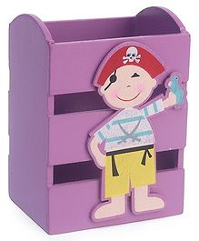 Wooden Pencil Stand Pirate Design - Light Violet
