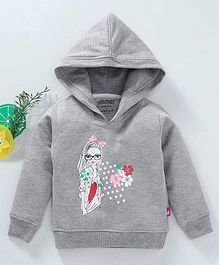 Bonkerz Girl Face Printed Full Sleeves Hoodie - Grey Bonkerz Girl Face Printed Full Sleeves Hoodie - Grey