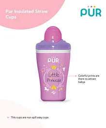 Pur Insulated Straw Cup Little Princess Print - Pink & Violet