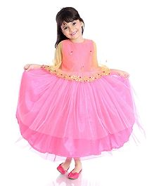 Little Pockets Store Gota Patti Design Attached Cape Gown - Pink Little Pockets Store Gota Patti Design Attached Cape Gown - Pink