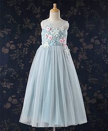 Bluebell Sleeveless Gown Floral Embroidery - Blue Bluebell Sleeveless Gown Floral Embroidery - Blue