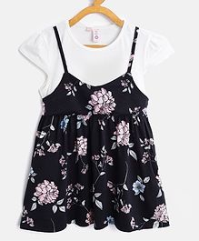Kids On Board Floral Print Cap Sleeves Dress - Black Kids On Board Floral Print Cap Sleeves Dress - Black