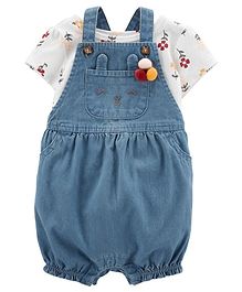 Carter's 2-Piece Floral Tee & Denim Shortalls Set - Grey Carter's 2-Piece Floral Tee & Denim Shortalls Set - Grey